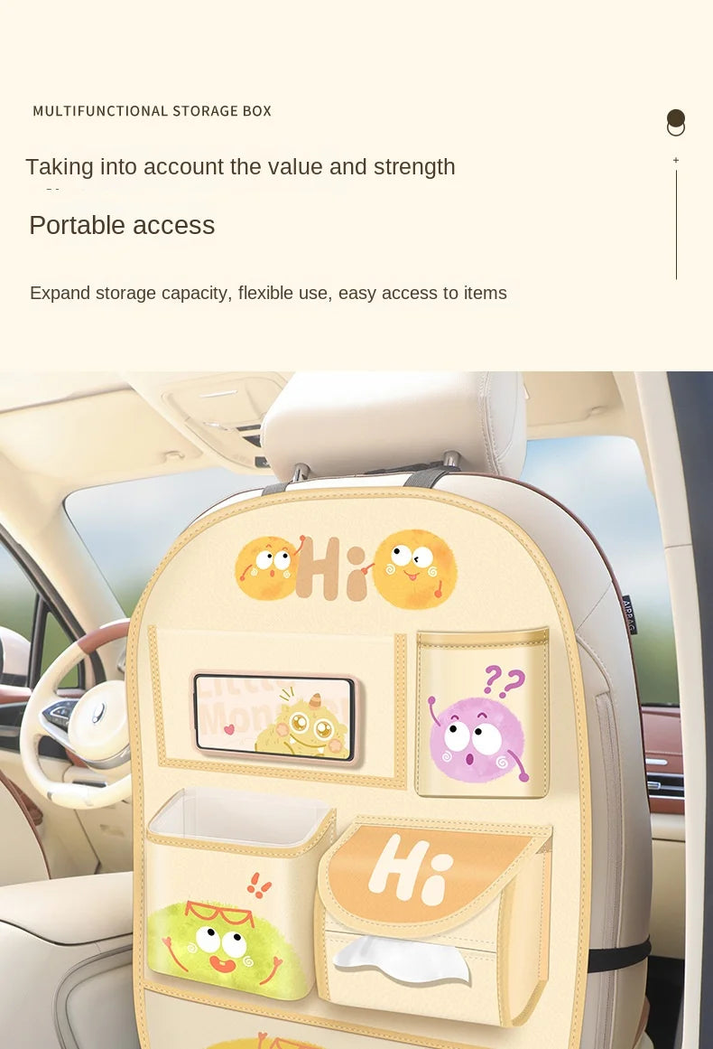 Car Storage Hanging Bag for Car Interior Multi-Functional Car Seat Back Organizer Rear Seat Tissue Box Trash Can Storage Box