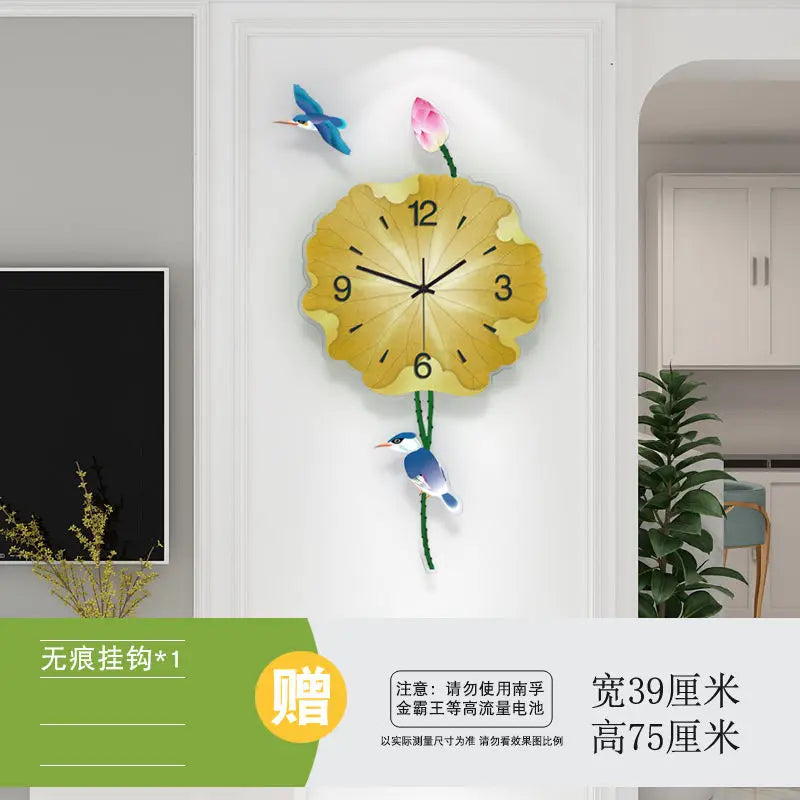 Chinese clock wall clock living room creative quiet clock light luxury modern simple wall decoration table home