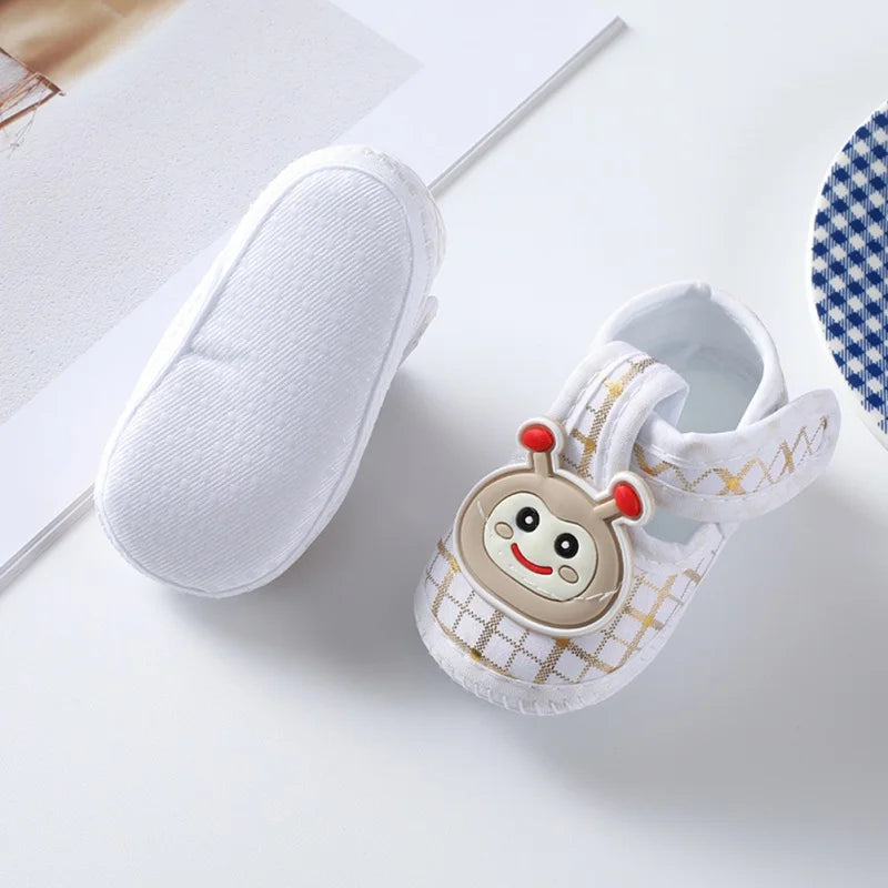 Frühling Herbst Baby Schuhe 2025 - Koreanischer Stil Cartoon Auto Muster - Weiche Sohle Stoff Schuhe 0-8 Monate