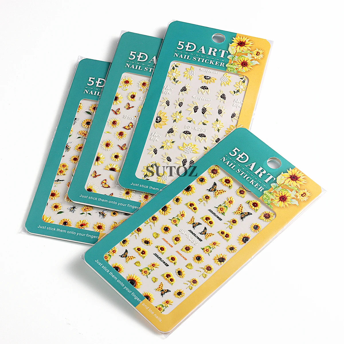 GL5D-K256 5D Sonnenblumen Nagelsticker - Herbstdesign Prägung