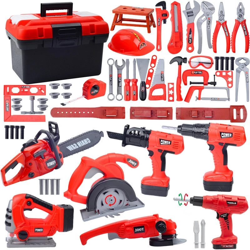 Children's Tool Set with Electric Toy Drill Kids Power Construction Toy Pretend Play Toy Tools Kit for Toddler Boys Girls Child
