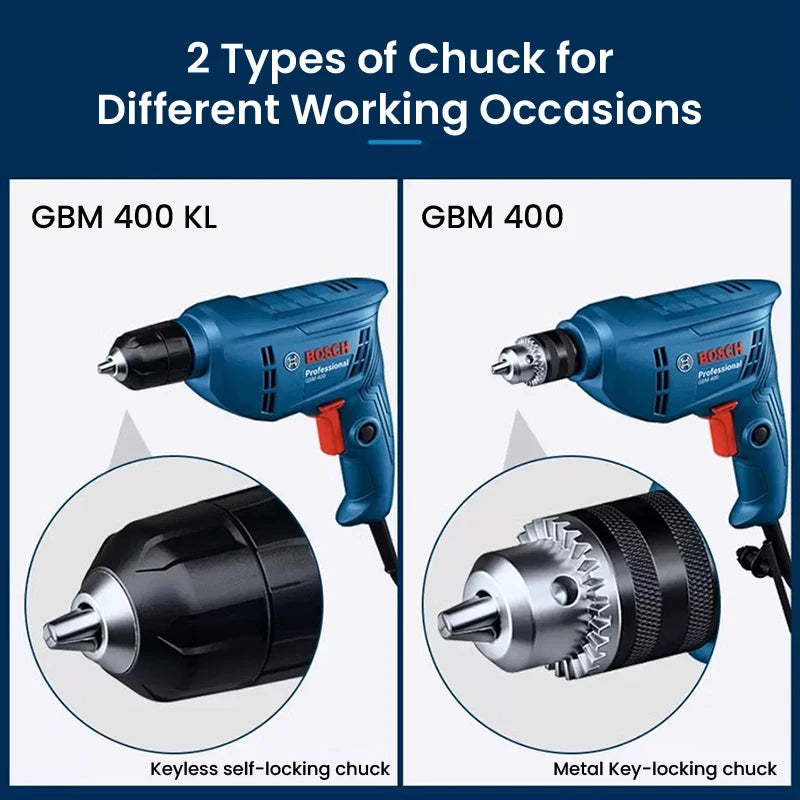 Bosch Electric Drill Screwdriver Gbm 400/6RE/10RE Rotary Drill 220V Adjustable Speed Strong Driller Power Tool for Wood Metal
