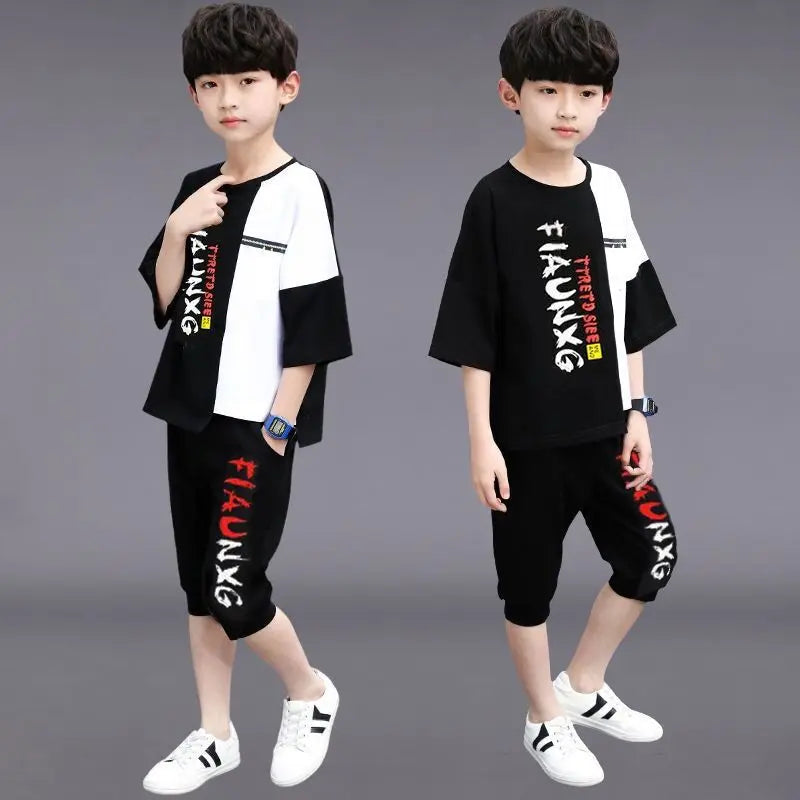 Jungen-Trainingsanzug 2025: Letter-Print Tracksuit - Athletic Performance Set