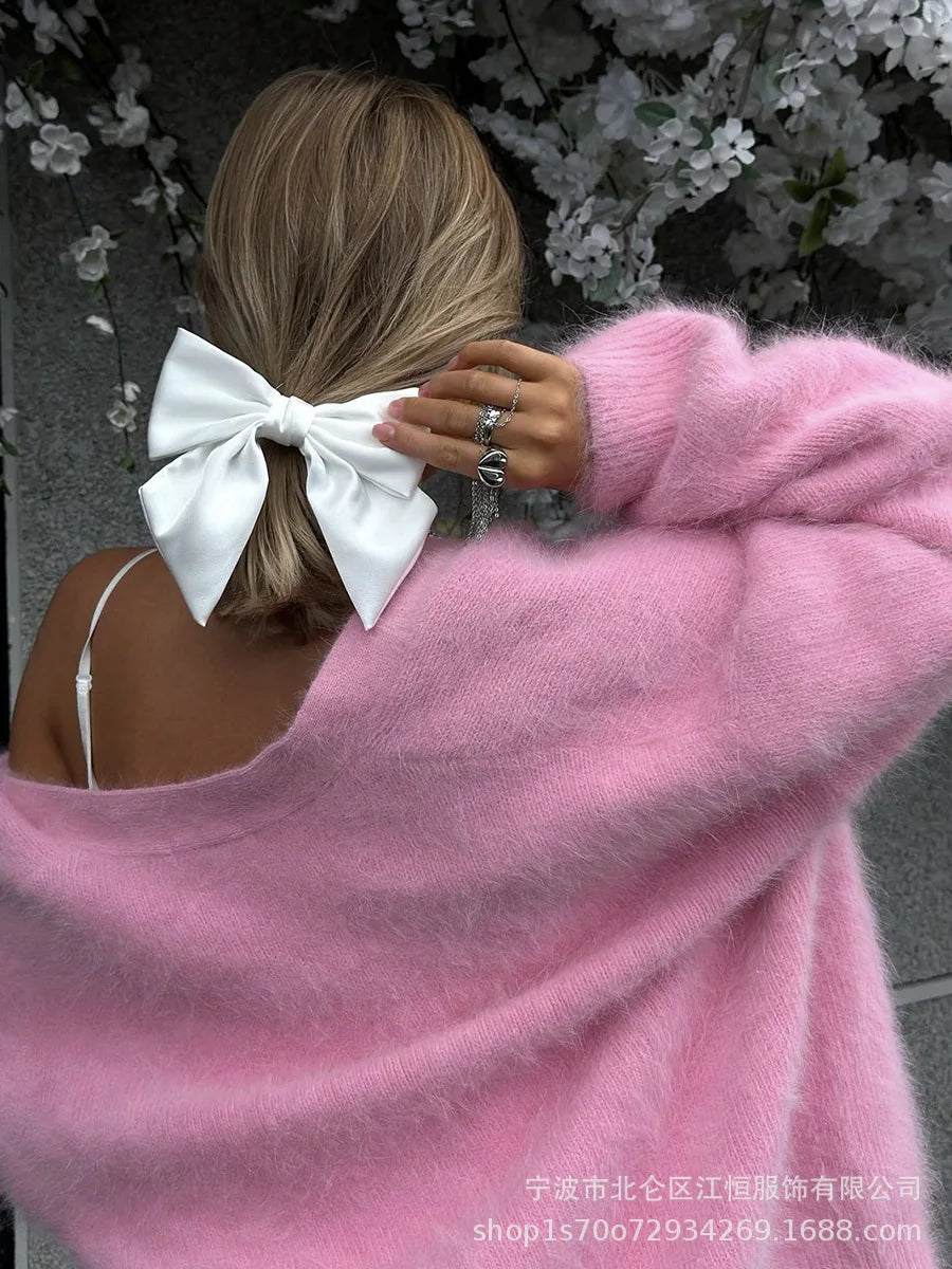 Frauen Kaschmir Strickjacke V-Ausschnitt - Gr. S-XL, lang