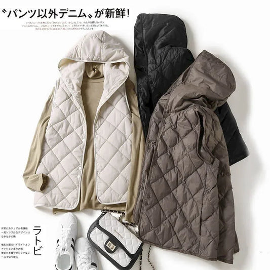 Vestă cu glugă Lumi coreeană - bumbac cu puf, 30–50%