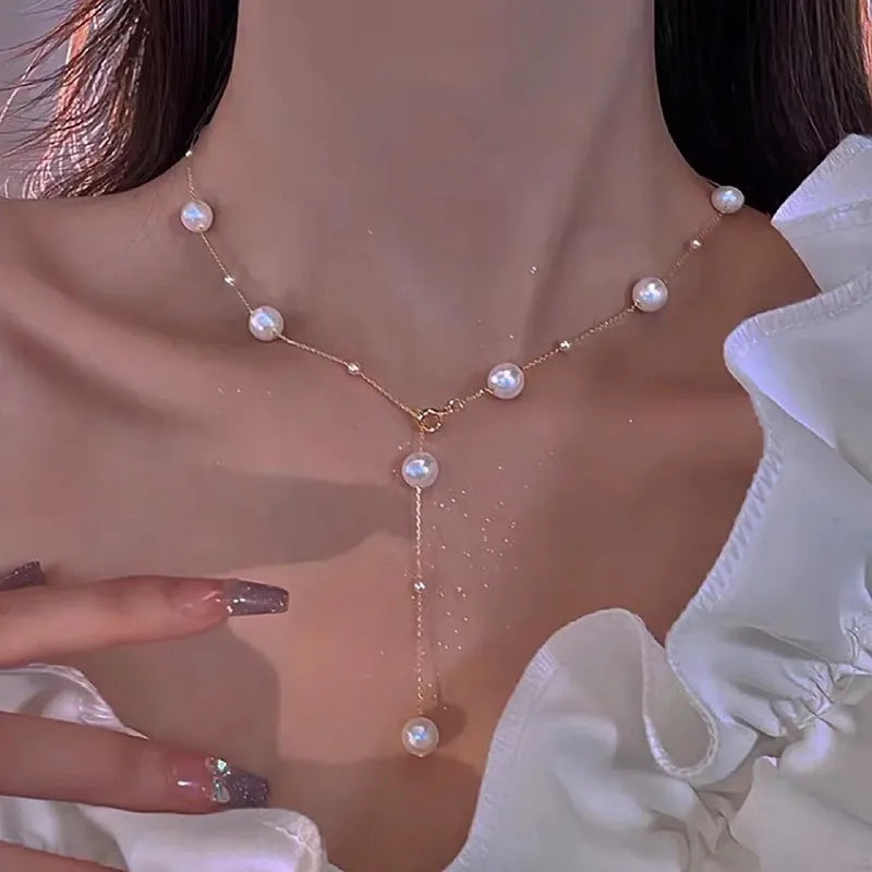 K-Pop-Perlen-Kette 2025: Gold Long-Necklace Goth - Fashion Gifts Collection