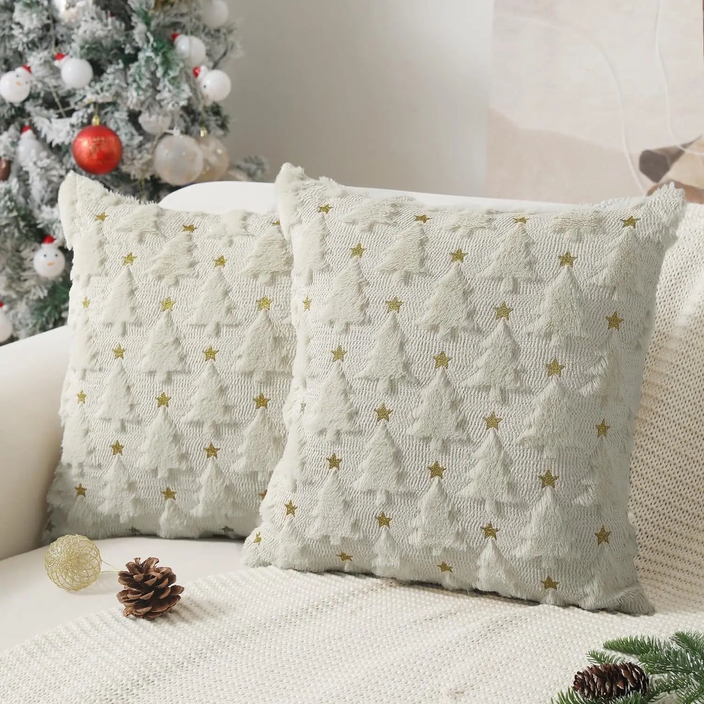 1pc Christmas Pillow Case Decorative Throw Cushion Set - Knitted Christmas Tree Pattern for Living Room Sofa Cushion Cover