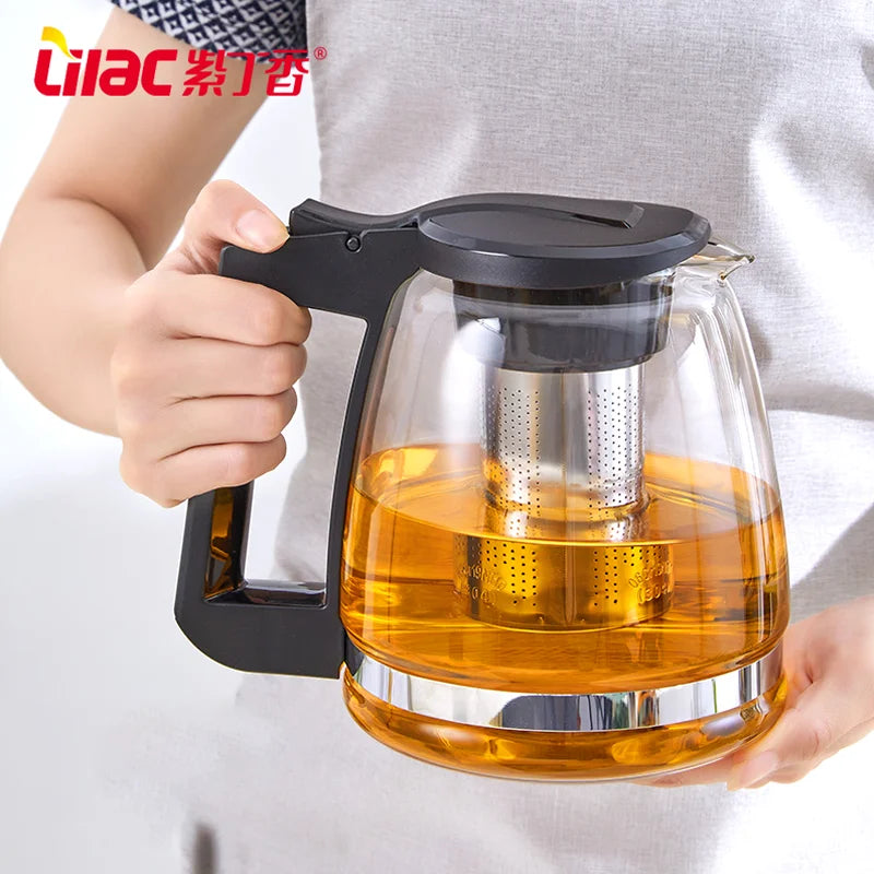 Lilac 2000ml Filterable Heat-resistant Thickened Glass Teapot 2025 New High Quality Glass Chinese Tea Pot Heatable Glass Tea Set