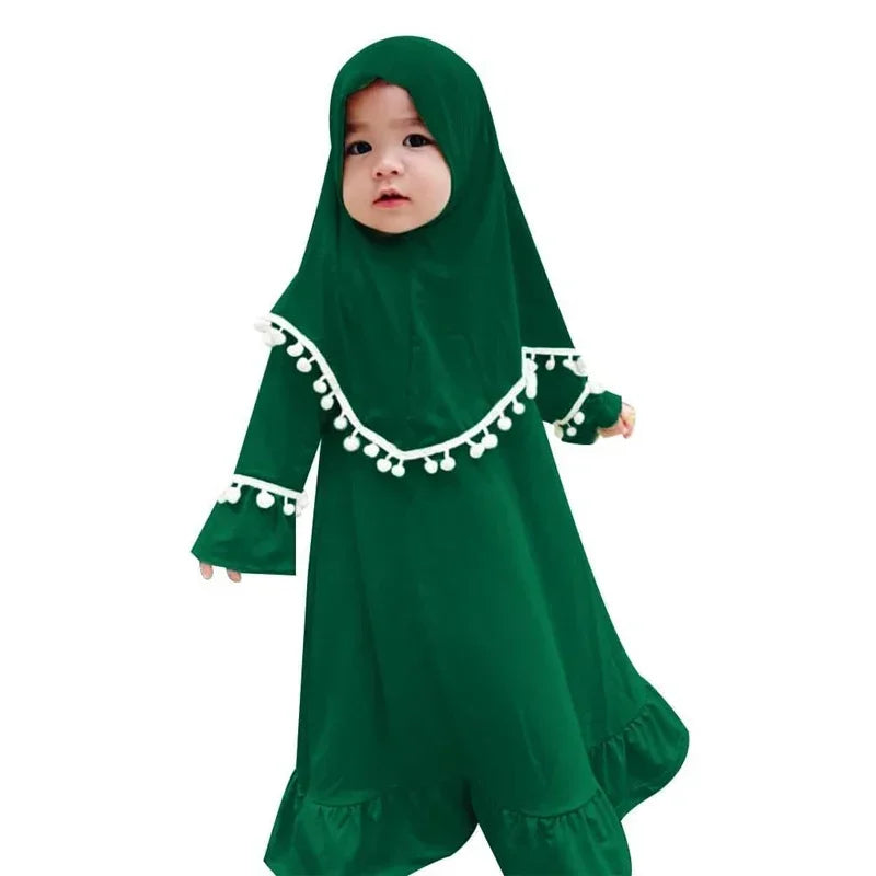 Henan EHF046 Mädchen Hijab Set Überkopf Schal - 2 Stk 110