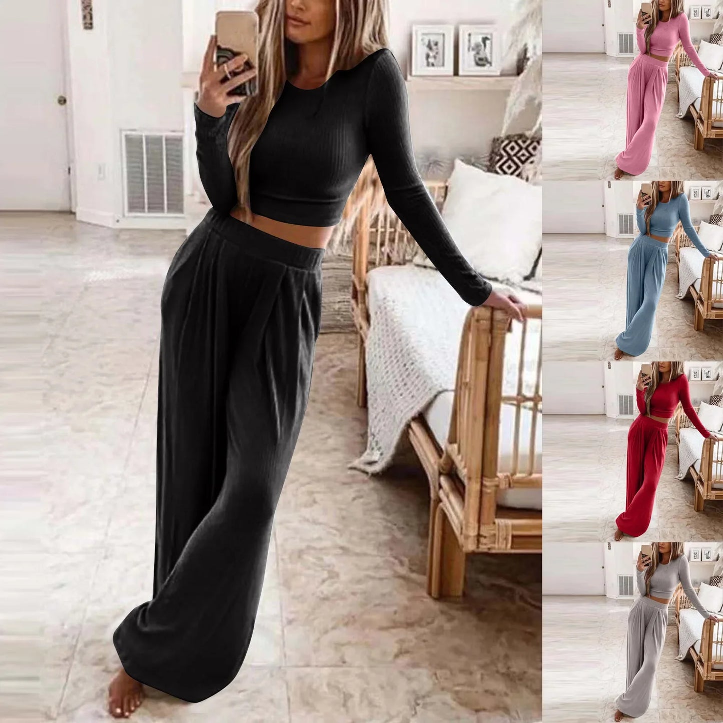 Autumn Winter Sleepwear Pajamas for Women Long Sleeve Top + Long Pants Casual Tracksuit Pijama Women's Home Clothes Pajama Sets