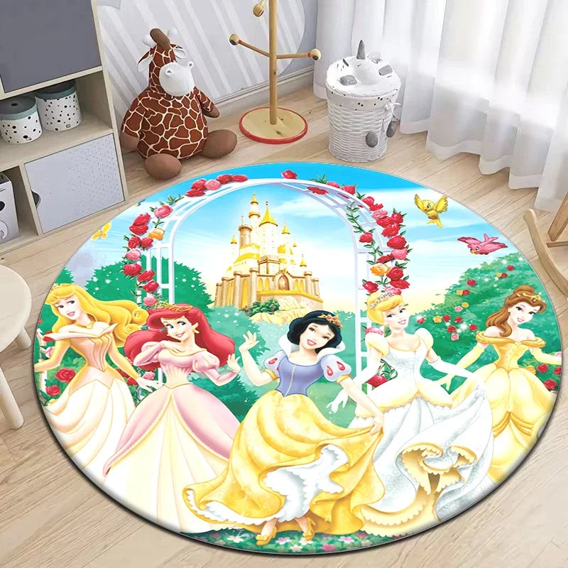 Snow White Cartoon Print Circular Carpet, Bedroom Decorative Carpet, Living Room Bathroom Picnic Camping Non-slip Mat