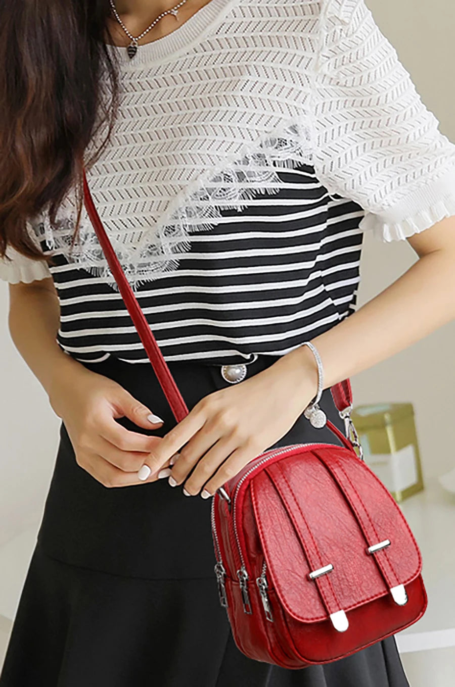 Fashion Multilayer Crossbody Bags For Women 2024 Luxury Designer Brand Leather Shoulder Messenger Bag Ladies Purses and Handbags