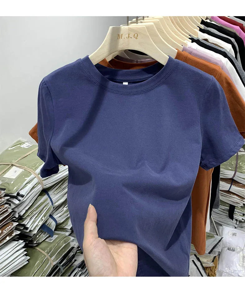 Women T Shirt Girls T-Shirt Woman Clothes Tops Cotton Tshirt Female Short Sleeve Spring Tee Sexy Y2k Top White
