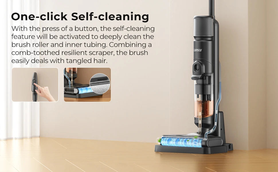 Aspirator fără fir Laresar M3 pentru curățarea umedă și uscată - 55 de minute de funcționare, autocurățare, detectare margini