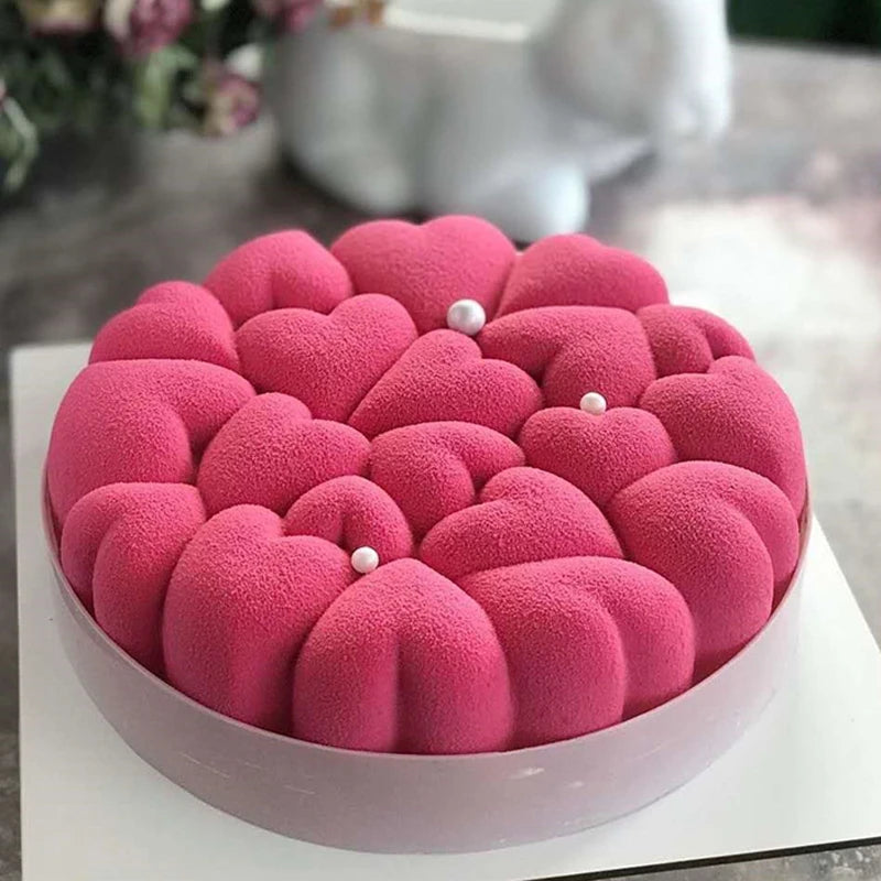 Romantic Heart or Rose Design Silicone Cake Molds Valentine's Day Mousse Cake Mold Kitchen Bakeware Dessert Decorating Tools