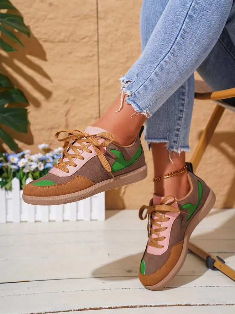 Sneakers Women Fashion Platform Casual Single Shoes Breathable Flat Bottom Lace Up Lightweight Sneakers Shoes Zapatos De Mujer