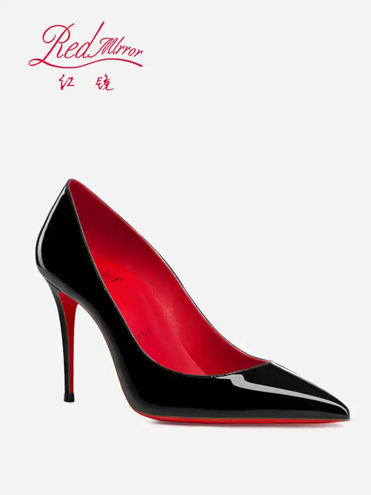 elegant woman heeled shoes 2024 trend luxury Brand Women High Heels Red Shiny Bottoms shallow Pumps Pointed Toe elegant Women 12cm