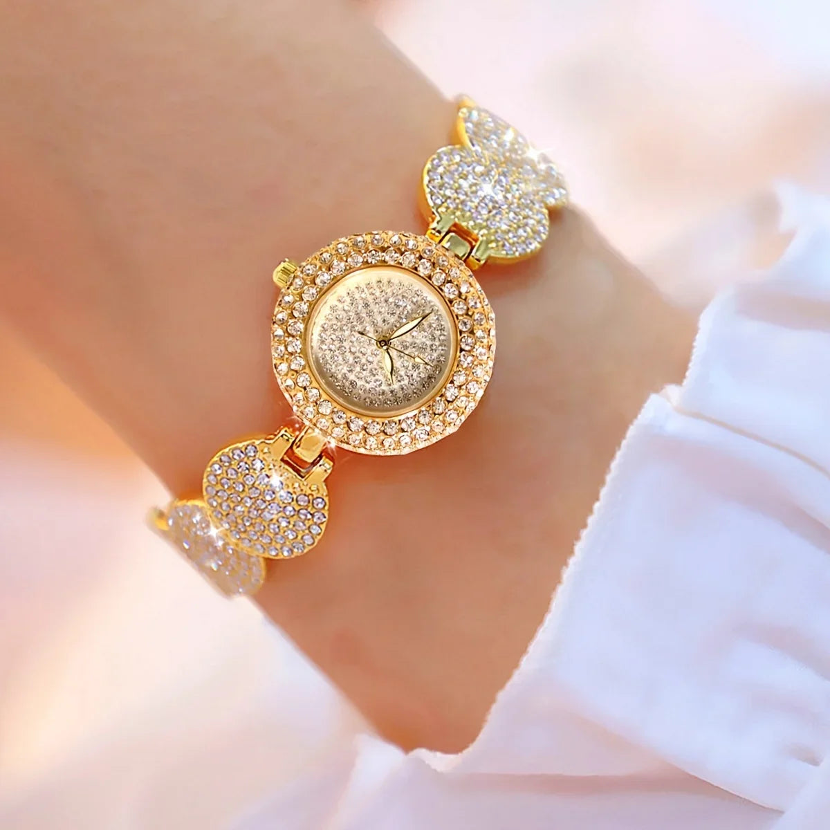Damen-Luxus-Uhr 2025: Strass-Quarz Armbanduhr - Glamour Collection