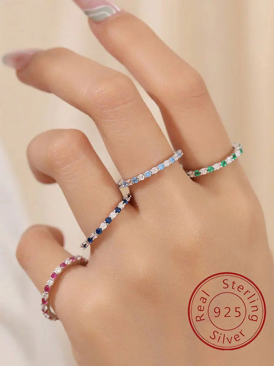 TXD0217 925 Silber Ring Mehrfarbig Zirkonia - Stapelbar 18mm