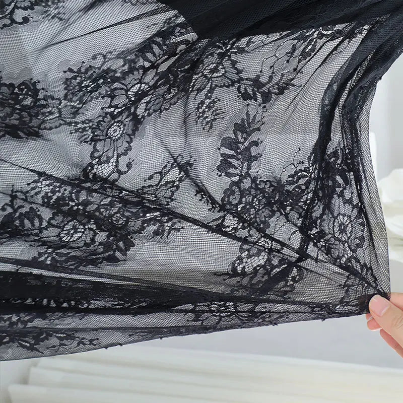 Eleganza Noir Spitzenkleid Gothic - Maxi Spitze S Bis XL