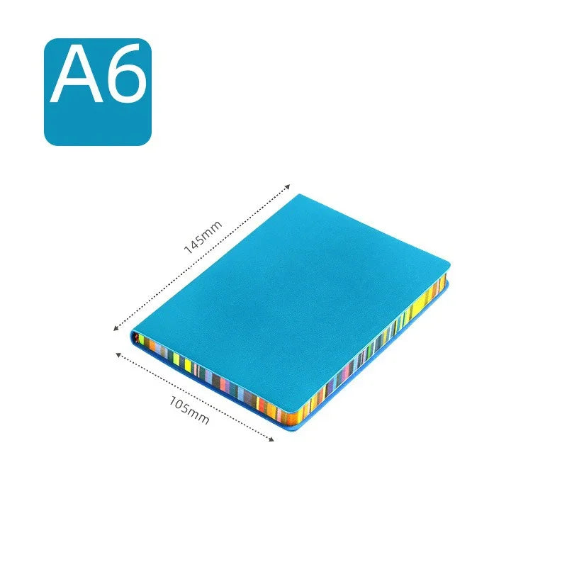 Cute Notebook 2025 - 200 Seiten A5/A6 PU Leder Rainbow Color Edge Schule Tagebuch