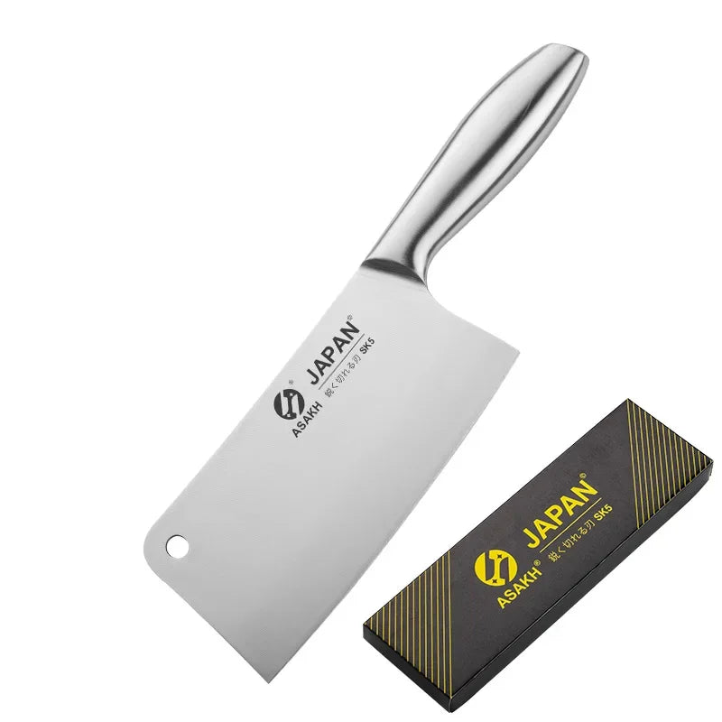 Chef Knife 7-piece Set Stainless Steel Hollow Handle Slice Meat Cleaver Chopping Knife Kitchen Scissors with Sharpening Rod