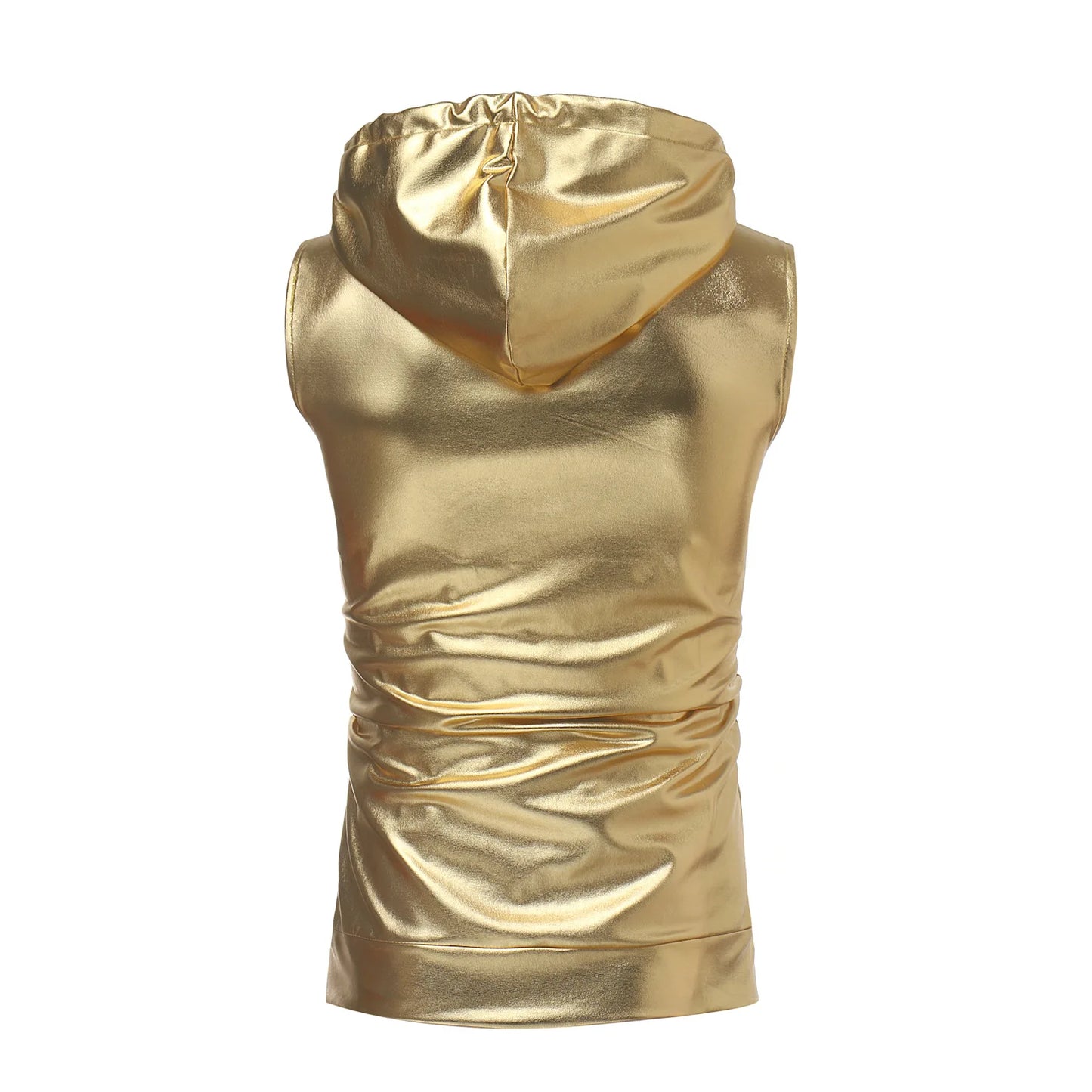 Goldene Herrenweste Kapuze - Reißverschluss S-XXL Silber