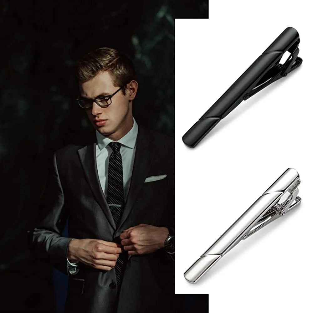 Eleganz Classic Glänzend Krawattenclip - 4 Stück Metall 5 cm