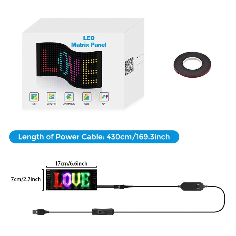 LED Display Programmable, LED light Sign with App Control,IP65 Flexible USB 5V LED Scoreboard, Personalised Light Sign ,DIY