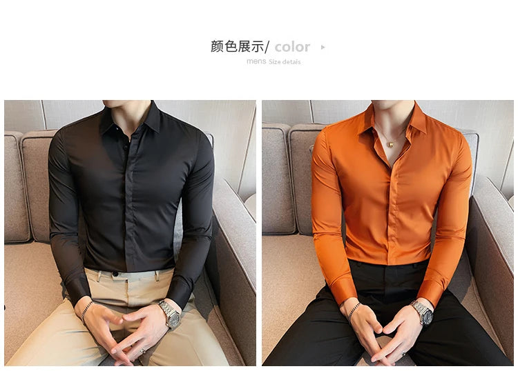 8Farben SlimFit Langarmhemd - Gr. M-L, Feiner Stoff