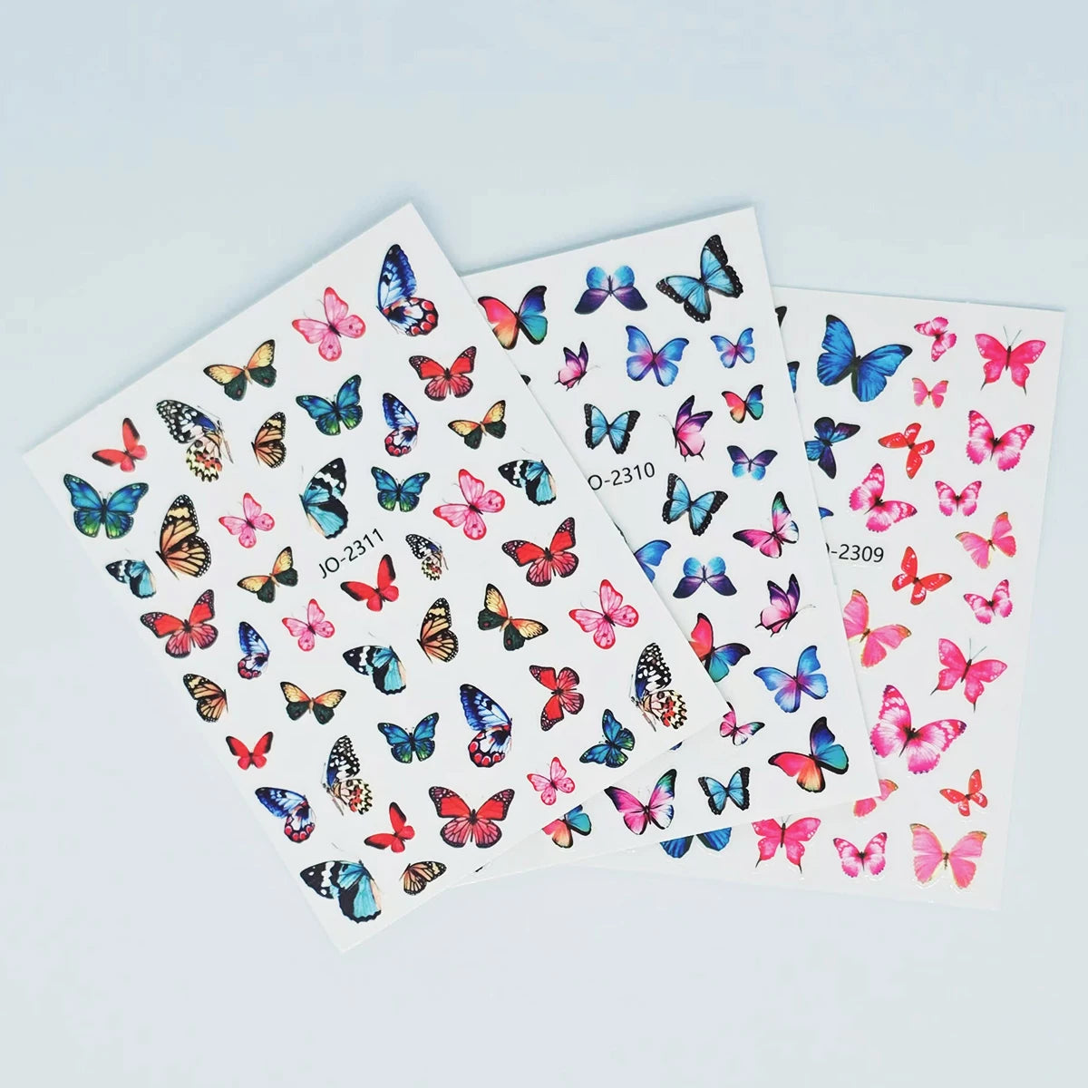 Choice ZH-Q0661 Schmetterling Nail Art - 3 Blatt 7.2x9.1cm