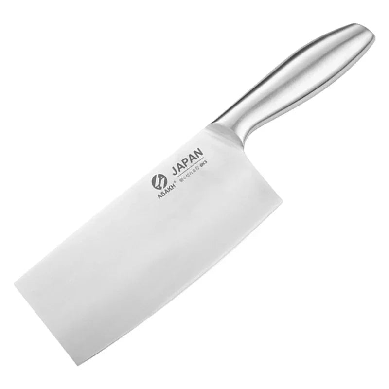 Chef Knife 7-piece Set Stainless Steel Hollow Handle Slice Meat Cleaver Chopping Knife Kitchen Scissors with Sharpening Rod