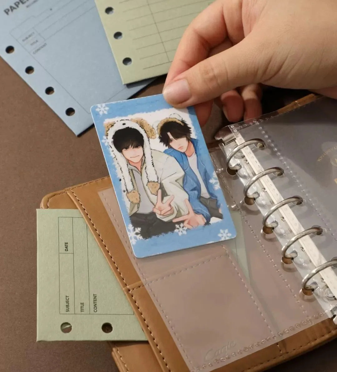 pu Leather Small Notebook Student Binder M5 Notepad Girls Portable Card Holder Simple Niche Design