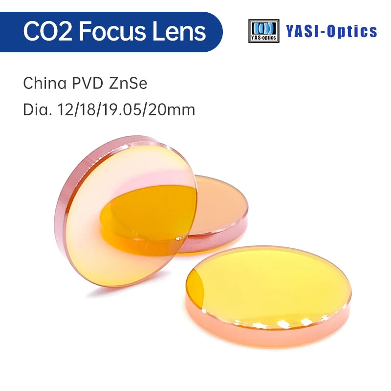 Yasi China CO2 PVD ZnSe Laser Focus Lens Dia.18 19.05 20 mm FL38.1 50.8 63.5 101.6 127mm for Laser Engraving Cutting Machine
