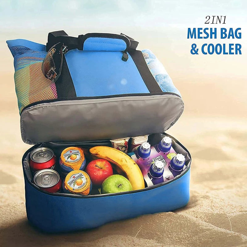 Heat Preservation Picnic Beach Bag Women Mesh Transparent Double-layer Swim Storage High Capacity Shopping Waterproof Bags Tote