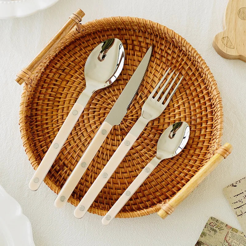 Fashion Korea Style Cutlery Set 18/10 Stainless Steel Creativity Gift Flatware Colorful Handle 304 Knife Fork Spoon