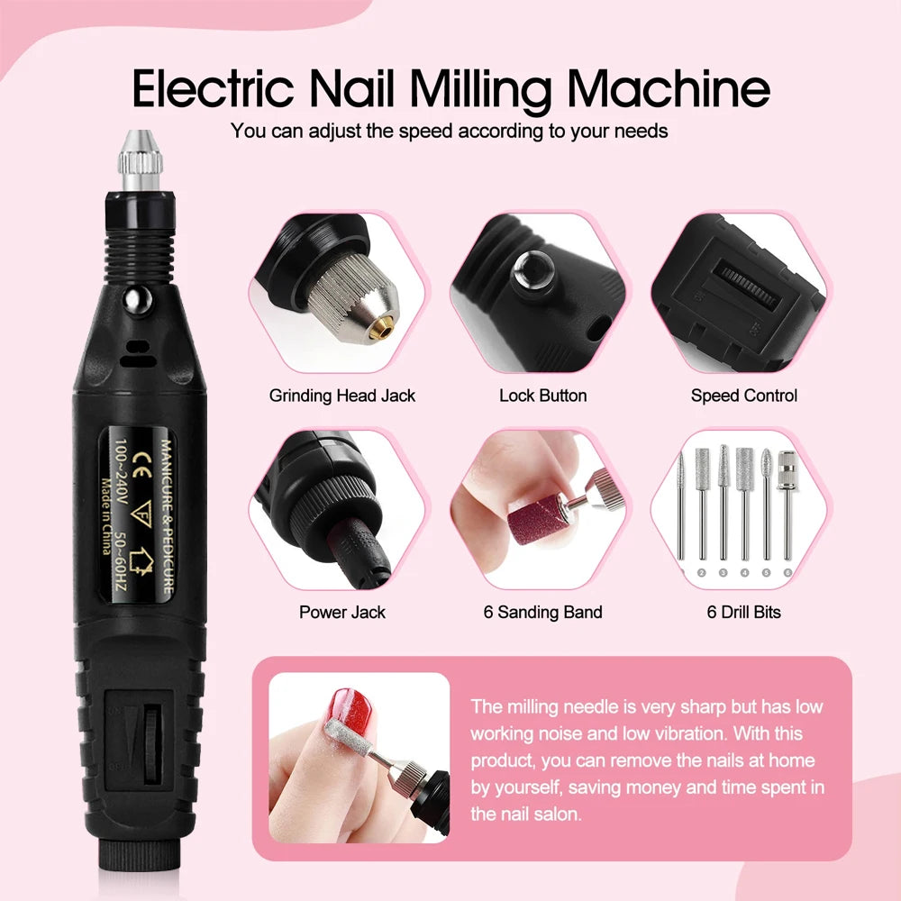 Nail Sander Set Electric Nail Drill Machine Grinding Equipment Milling Cutter For Manicure Pedicure Strong Polishing Tools