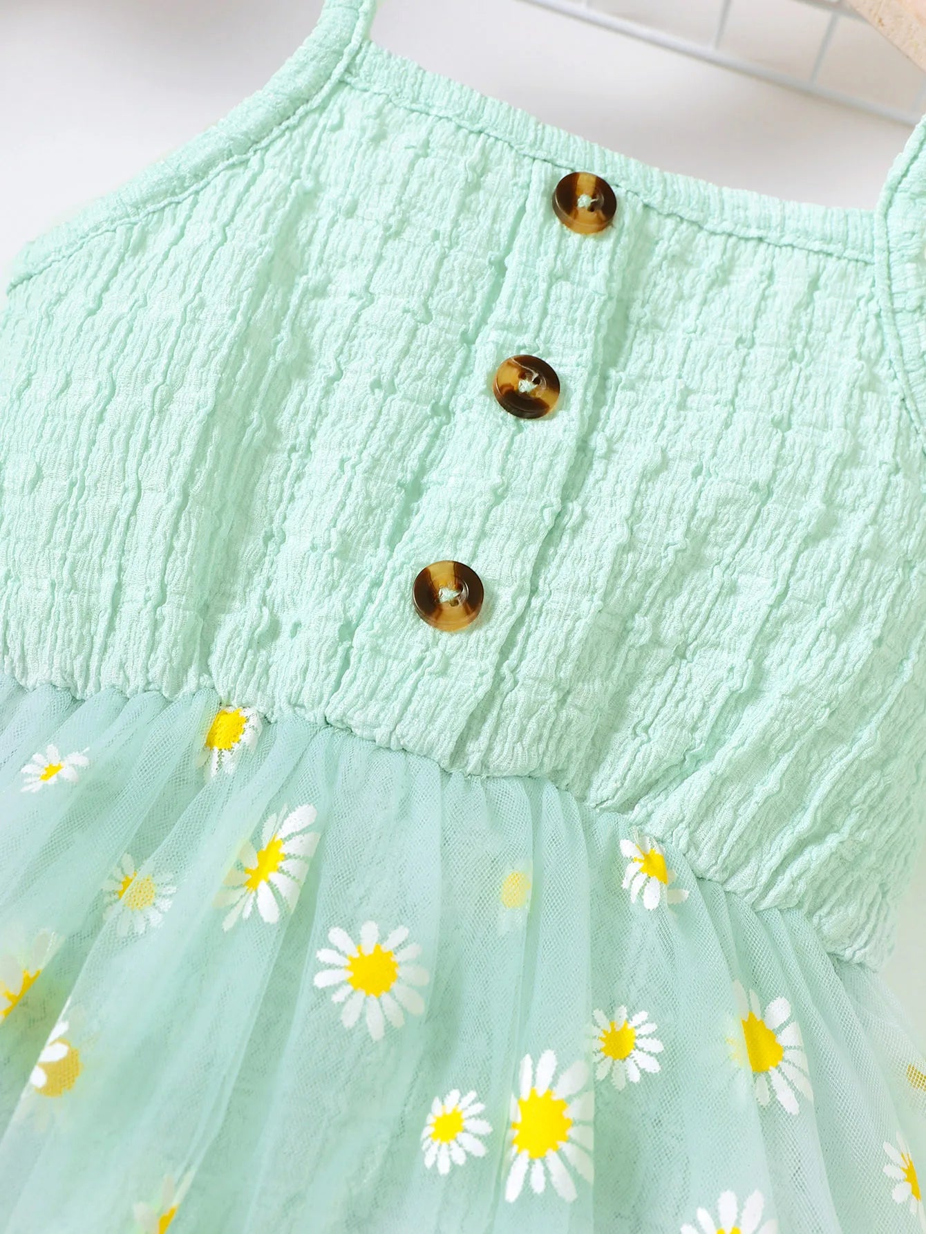 Toddler Children's Lace Up Bow Small Daisy Chiffon Bodysuit Suitable for Cute Baby Girls From 3 to 24 Months Summer Fashion Clot