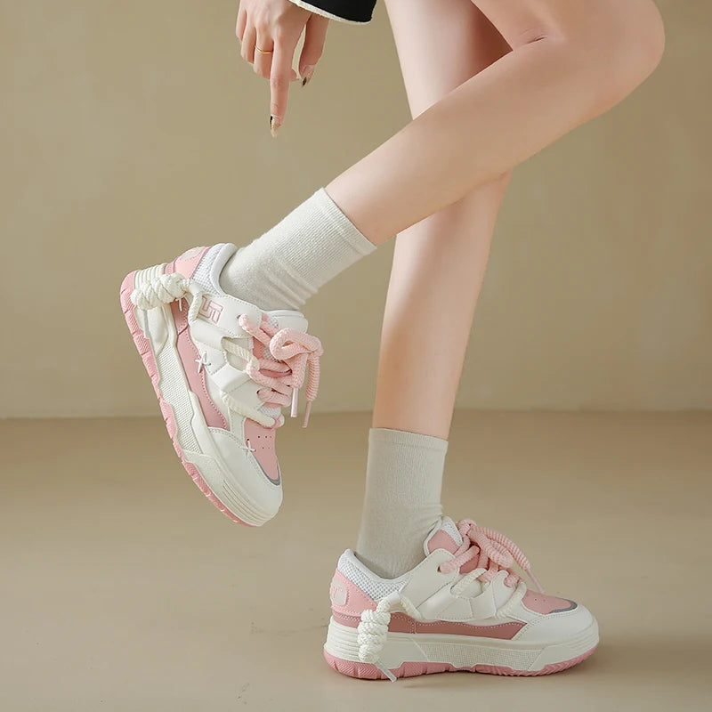 New Women Shoes Fashion Platform Sneakers Ladies Spring Flats Thick Soled Casual Running Shoes for Woman Size 35-42