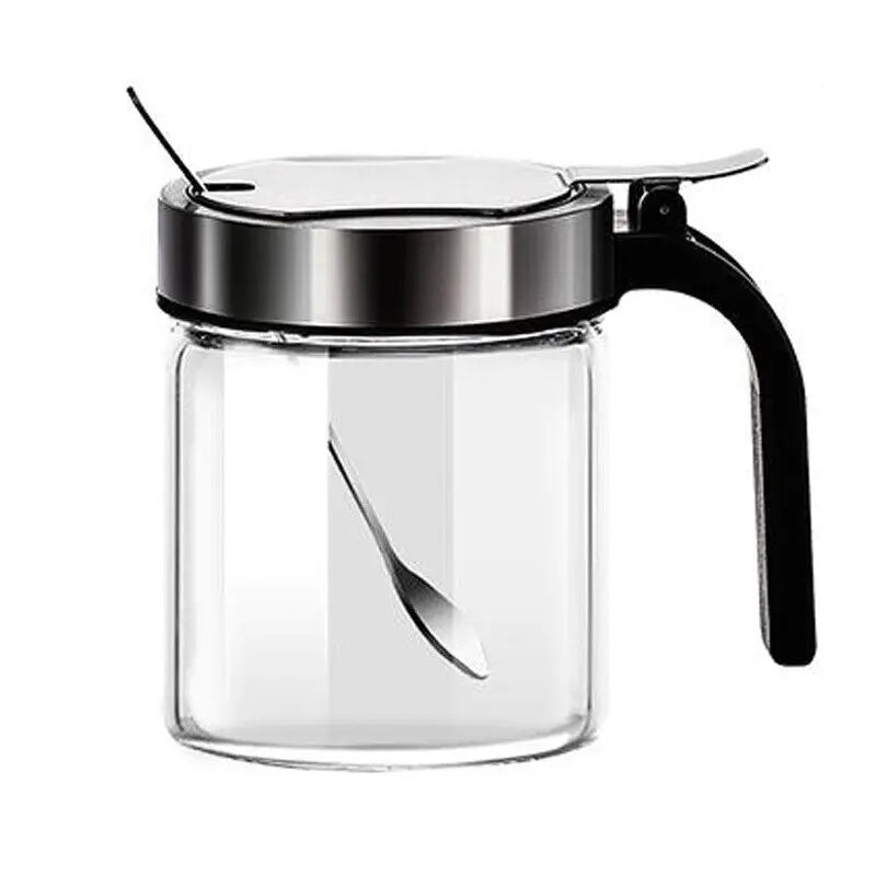 Spices Glass Seasoning Jar with Spoon Sugar Bowl Salt Shaker Pepper Seasoning Container Kitchen Supplies Storage Set Spice Boxes