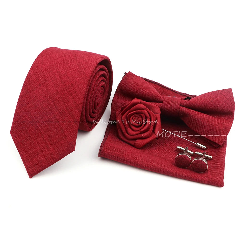 Set de accesorii bărbătești cu design nou, 27 de culori: batistă clasică din bumbac, butoni, papion pentru nuntă, petrecere, cadouri