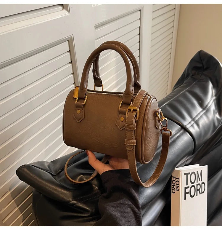 Women Vintage Boston Bag Casual Fashion Crossbody Women's British Style Top-Handle Simple Female Shoulder Bag for Girl