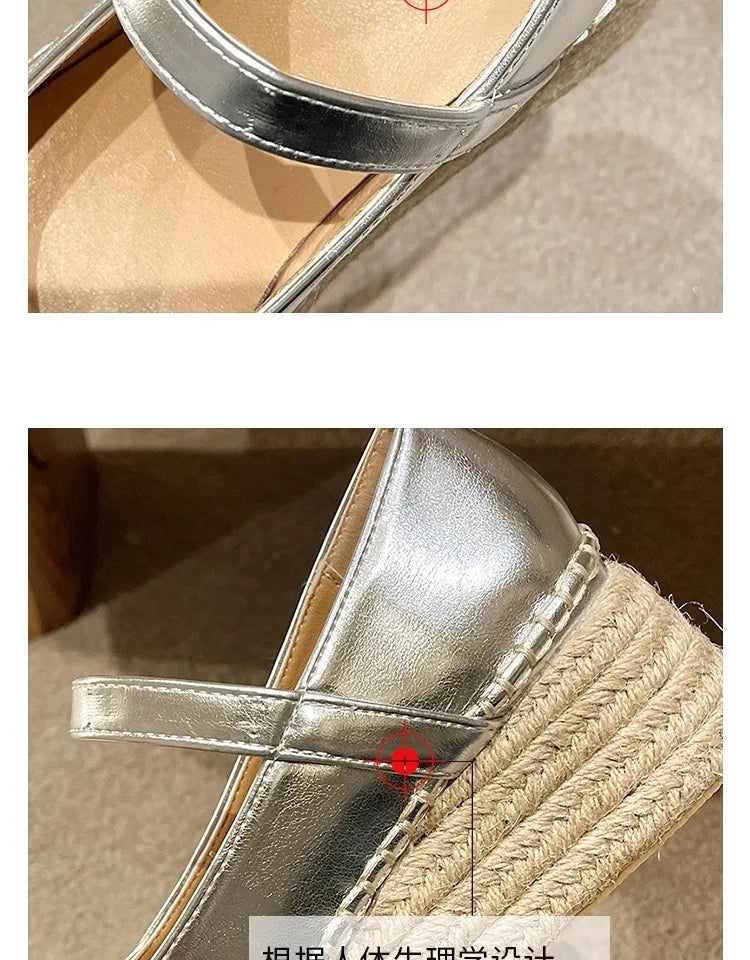 High Heels Women Shoes New Weave Wedges Platform Dress Party Shoes 2025 Spring Women's Rome Sandals Pumps Female Zapatillas