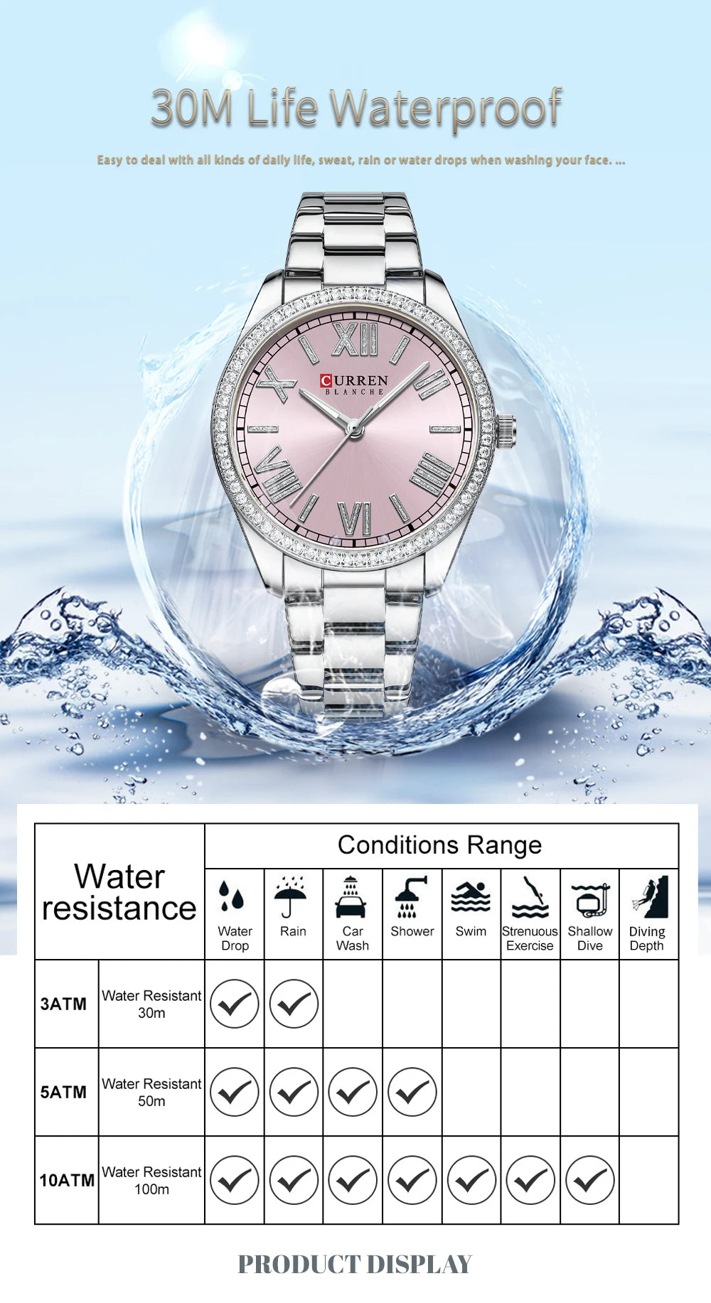 CURREN Luxus Uhr Damen Ring Halskette Ohrringe - Strass Mode Armbanduhr Weiblich Casual Damen Uhren Armband 5-teiliges Set