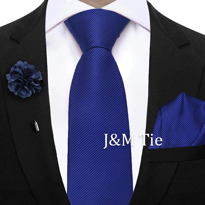 Simplicity Mens Ties Solid NeckTie Pocket Square Floral Brooch Set Men's Wedding Tie Suit Accessories Fit Group Holiday Party