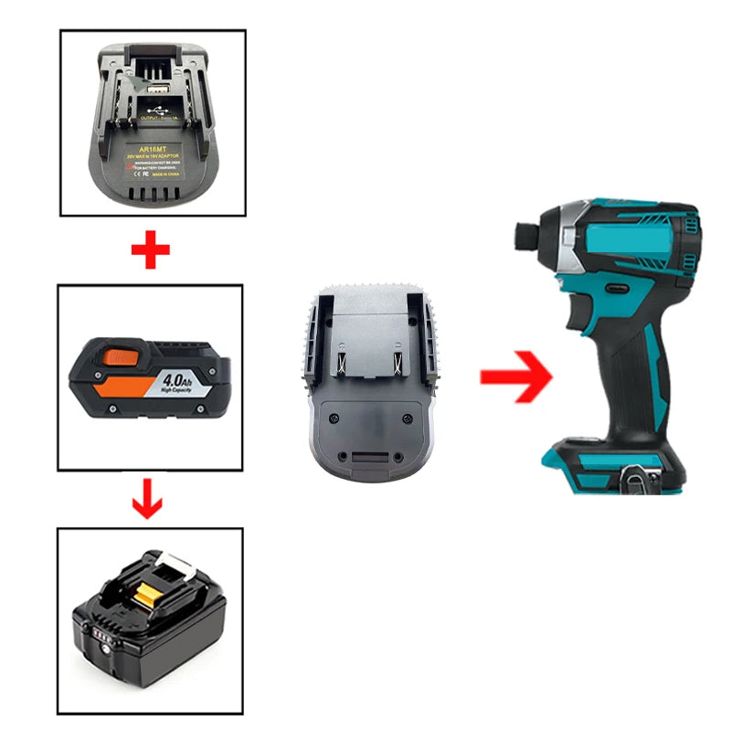 AR18MT Adapter For Ridgid / AEG 18V Lithium Battery To For Makita 18V Li-ion Battery Tools BL1830 BL1840 For Battery Convert