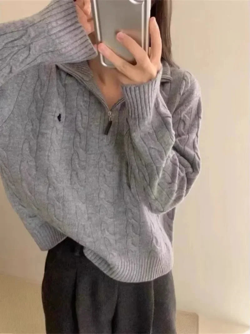 BONNTEECN Cardigan Halfzip Weiches Strickmaterial - Größe M, Reißverschluss, Mittleres Gewicht