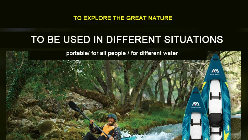 AQUA MARINA 1 2 person inflatable boat sport kayak model STEAM canoe pvc dinghy raft pump seat drop stitch floor laminated PVC