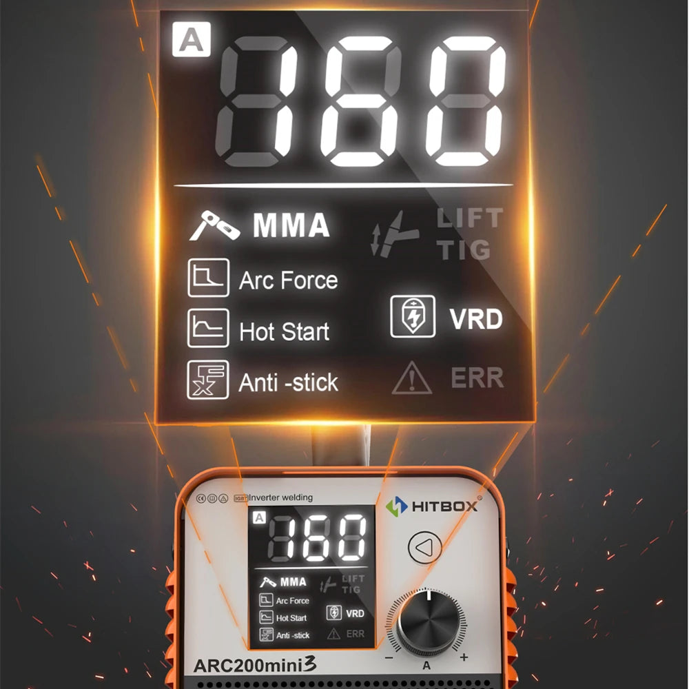 HITBOX Ultra-Mini Stick Welder MMA ARC/Lift Tig Welding Machine Hot Start Arc Force LED Digital IGBT Protable Home Welder Tool