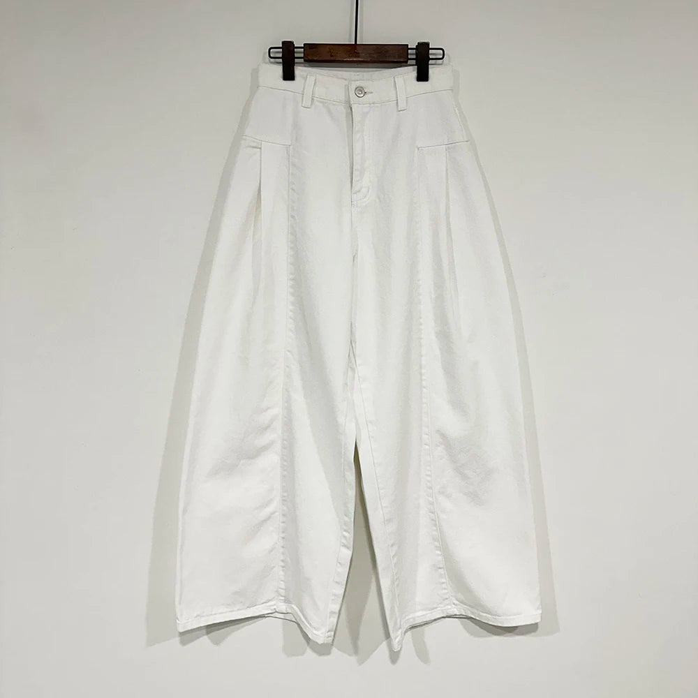 Jeans Spring Summer Long Wide Leg Pant Women High Waist Fashion Casual Korean Style Ladies Trousers Loose Pleated Woman Pants